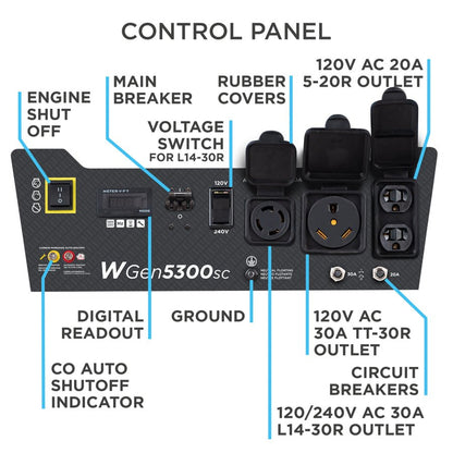 WGen5300sc Generator with CO Sensor