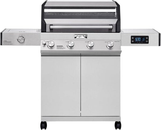 Monument Grills Eminence 405 |Tech Stainless Propane Gas Grill Eminence 405 & Cast Iron Cooking Plate